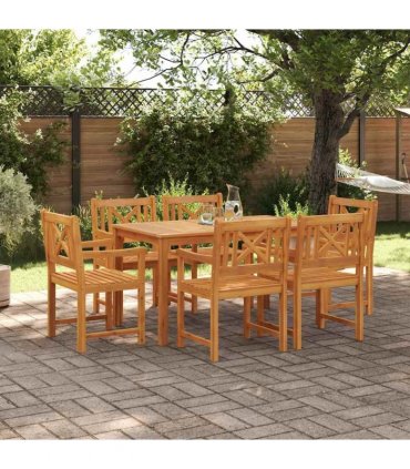 vidaXL Garden Dining Set 7 pcs 6-Seaters Brown Solid Acacia Wood