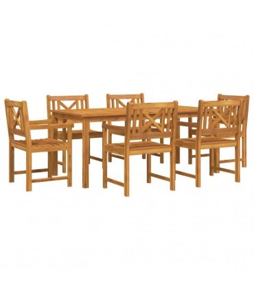 vidaXL Garden Dining Set 7 pcs 6-Seaters Brown Solid Acacia Wood