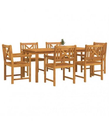 vidaXL Garden Dining Set 7 pcs 6-Seaters Brown Solid Acacia Wood