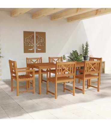 vidaXL Garden Dining Set 7 pcs 6-Seaters Brown Solid Acacia Wood