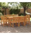 vidaXL Garden Dining Set 9 pcs 8-Seaters Brown Solid Acacia Wood