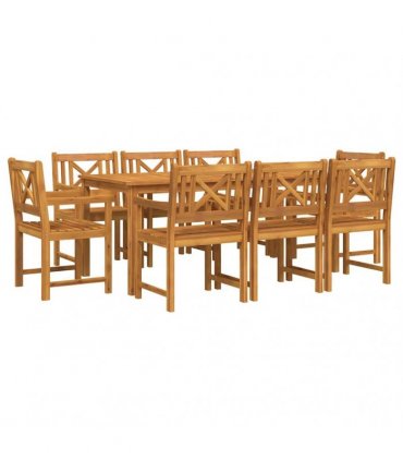 vidaXL Garden Dining Set 9 pcs 8-Seaters Brown Solid Acacia Wood