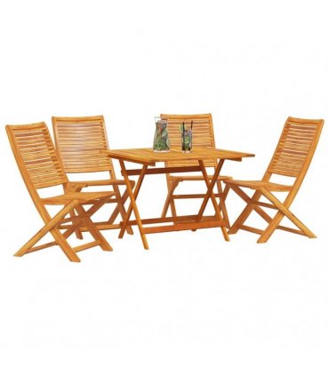 vidaXL Garden Dining Set 5 pcs Brown Solid Acacia Wood