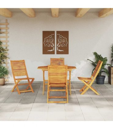 vidaXL Garden Dining Set 5 pcs Brown Solid Acacia Wood