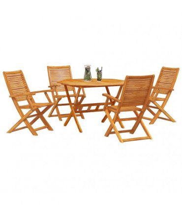 vidaXL Garden Dining Set 5 pcs Brown Solid Acacia Wood