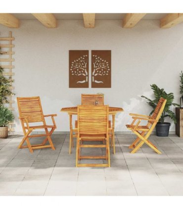 vidaXL Garden Dining Set 5 pcs Brown Solid Acacia Wood