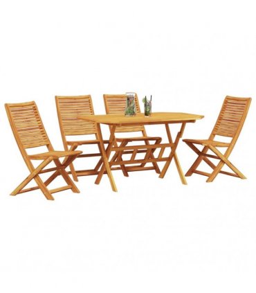 vidaXL Garden Dining Set 5 pcs Brown Solid Acacia Wood