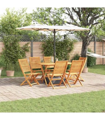 vidaXL Garden Dining Set 7 pcs Brown Solid Acacia Wood