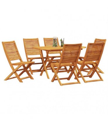 vidaXL Garden Dining Set 7 pcs Brown Solid Acacia Wood