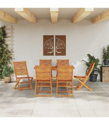 vidaXL Garden Dining Set 7 pcs Brown Solid Acacia Wood