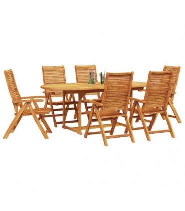 vidaXL Garden Dining Set 7 pcs Brown Solid Acacia Wood