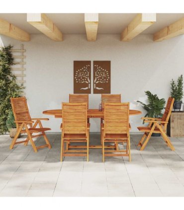 vidaXL Garden Dining Set 7 pcs Brown Solid Acacia Wood