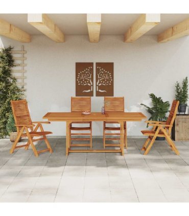 vidaXL Garden Dining Set 5 pcs Brown Solid Acacia Wood