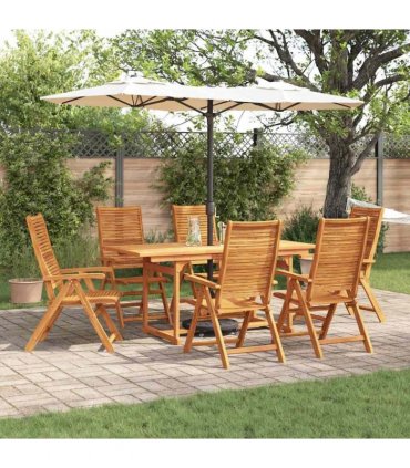 vidaXL Garden Dining Set 7 pcs Brown Solid Acacia Wood
