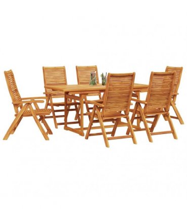 vidaXL Garden Dining Set 7 pcs Brown Solid Acacia Wood