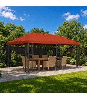 vidaXL Garden Gazebo 6 x 3 m Terracotta Polyester and Steel 190 gsm