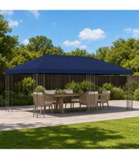 vidaXL Garden Gazebo 6 x 3 m Blue Polyester and Steel 190 gsm