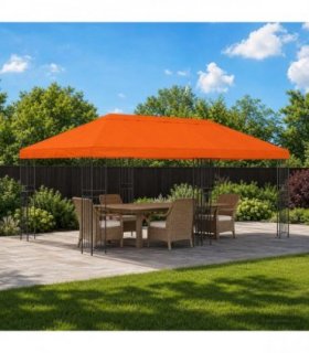 vidaXL Garden Gazebo 6 x 3 m Orange Polyester and Steel 190 gsm