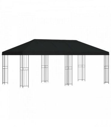 vidaXL Garden Gazebo 6 x 3 m Black Polyester and Steel 190 gsm