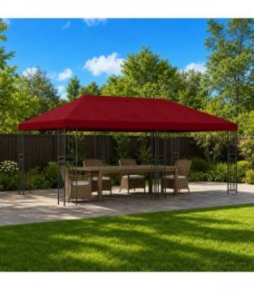 vidaXL Garden Gazebo 6 x 3 m Burgundy Polyester and Steel 190 gsm