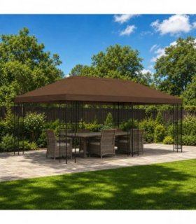 vidaXL Garden Gazebo 6 x 3 m Brown Polyester and Steel 190 gsm