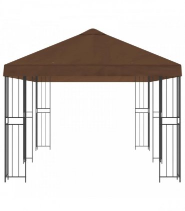 vidaXL Garden Gazebo 6 x 3 m Brown Polyester and Steel 190 gsm