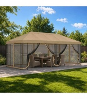 vidaXL 6 x 3 m Beige Polyester and Steel 190 gsm
