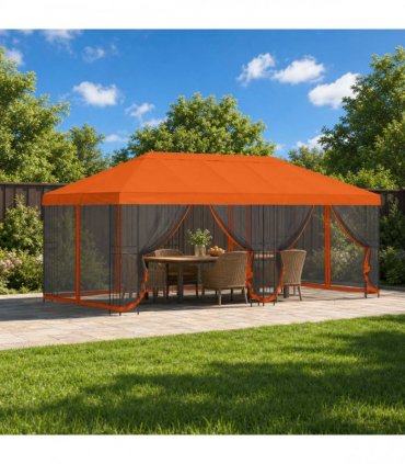 vidaXL Garden Gazebo with Sidewalls 6 x 3 m Orange Polyester and Steel