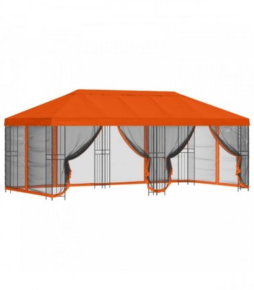 vidaXL Garden Gazebo with Sidewalls 6 x 3 m Orange Polyester and Steel