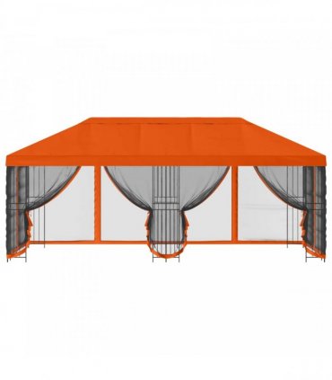 vidaXL Garden Gazebo with Sidewalls 6 x 3 m Orange Polyester and Steel