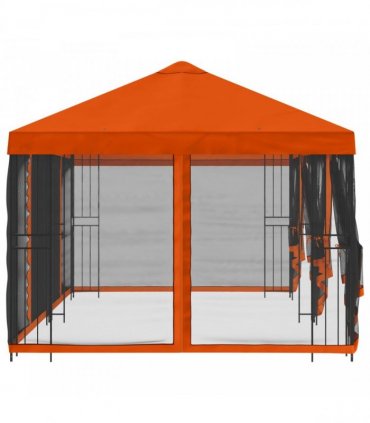 vidaXL Garden Gazebo with Sidewalls 6 x 3 m Orange Polyester and Steel
