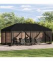 vidaXL Garden Gazebo with Sidewalls 6 x 3 m Black Polyester and Steel