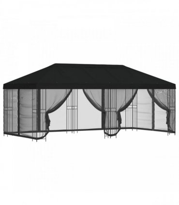 vidaXL Garden Gazebo with Sidewalls 6 x 3 m Black Polyester and Steel