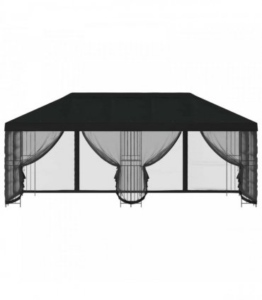 vidaXL Garden Gazebo with Sidewalls 6 x 3 m Black Polyester and Steel