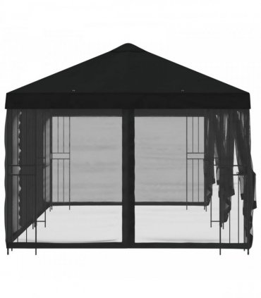 vidaXL Garden Gazebo with Sidewalls 6 x 3 m Black Polyester and Steel