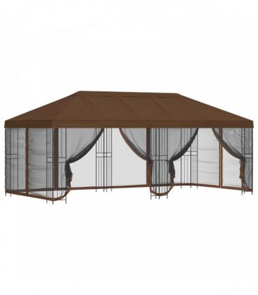 vidaXL 6 x 3 m Brown Polyester and Steel 190 gsm