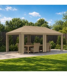 vidaXL Garden Gazebo 6 x 3 m Beige Polyester and Steel 190 gsm