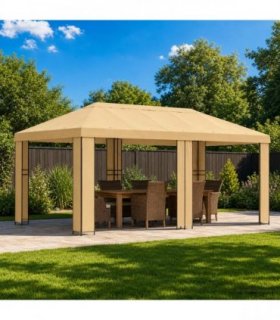 vidaXL Garden Gazebo 6 x 3 m Cream Polyester and Steel 190 gsm