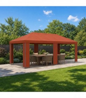 vidaXL Garden Gazebo 6 x 3 m Terracotta Polyester and Steel 190 gsm