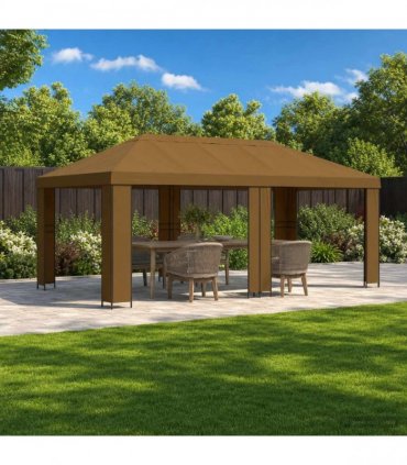vidaXL Garden Gazebo 6 x 3 m Taupe Polyester and Steel 190 gsm