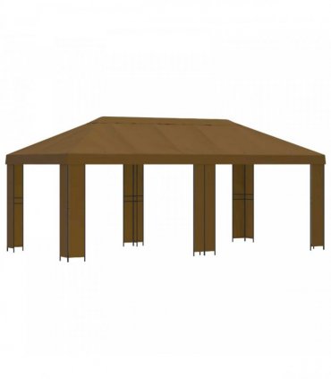 vidaXL Garden Gazebo 6 x 3 m Taupe Polyester and Steel 190 gsm