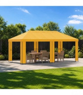 vidaXL Garden Gazebo 6 x 3 m Yellow Polyester and Steel 190 gsm