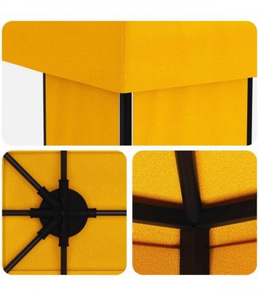 vidaXL Garden Gazebo 6 x 3 m Yellow Polyester and Steel 190 gsm