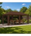 vidaXL Garden Gazebo 6 x 3 m Brown Polyester and Steel 190 gsm