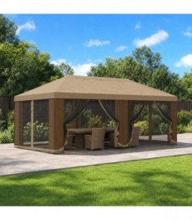 vidaXL Garden Gazebo with Sidewalls 6 x 3 m Beige Polyester and Steel