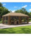 vidaXL Garden Gazebo with Sidewalls 6 x 3 m Beige Polyester and Steel