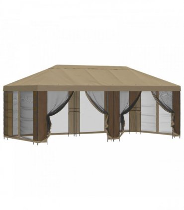 vidaXL Garden Gazebo with Sidewalls 6 x 3 m Beige Polyester and Steel
