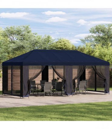 vidaXL Garden Gazebo with Sidewalls 6 x 3 m Blue Polyester and Steel