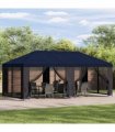 vidaXL Garden Gazebo with Sidewalls 6 x 3 m Blue Polyester and Steel