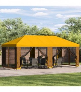 vidaXL Garden Gazebo with Sidewalls 6 x 3 m Yellow Polyester and Steel